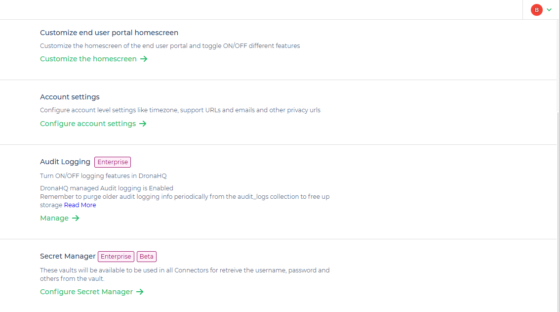 DHQ managed audit logging